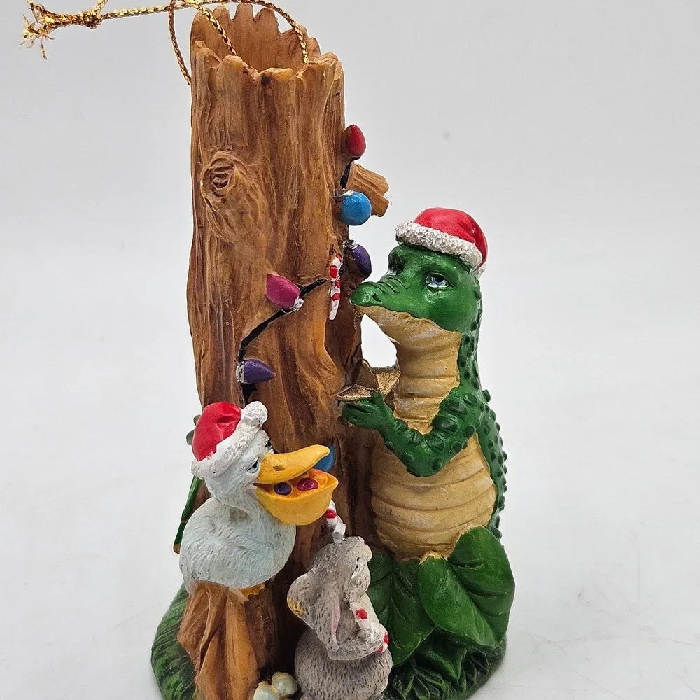 Vintage Christmas Alligator Bird Bunny Tree Ornament Figurine Woodland Holiday